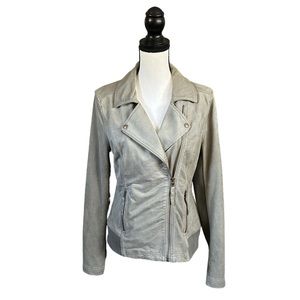 Marrakech Parkway Moto Jacket Soft Sage Green Faux Suede Biker Boho Fall Small